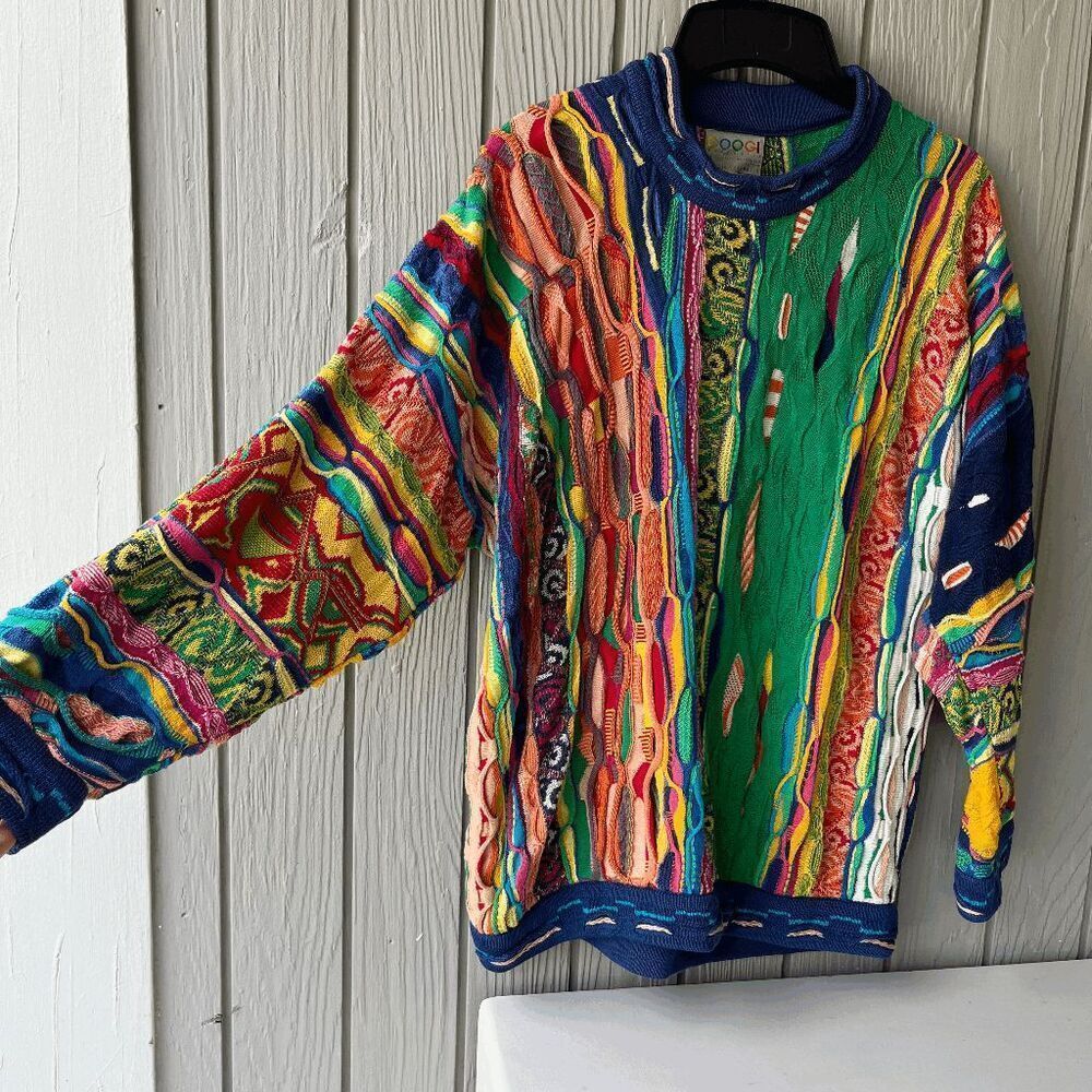 VTG Coogi Mercerised Cotton 3D Knit Sweater M Australia Multicolor - Picture 11 of 16